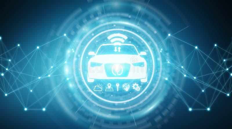 Современный цифровой умный перевод интерфейса 3D автомобиля иллюстрация вектора Современный цифровой умный перевод интерфейса 3D автомобиля иллюстрация вектора