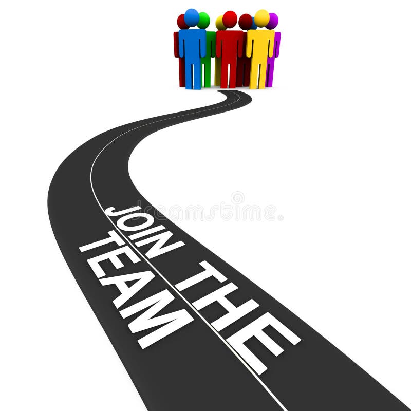 Invitation for getting hired at a job and working toward teamwork, road leading to a team to be with. Invitation for getting hired at a job and working toward teamwork, road leading to a team to be with