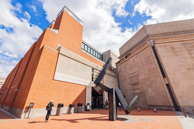 Washington DC, APR 1 2022 - Sunny view of the United States Holocaust Memorial Museum. Washington DC, APR 1 2022 - Sunny view of the United States Holocaust Memorial Museum