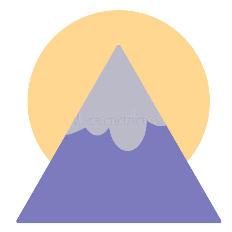 Солнце за иллюстрацией горы плоской на белизне