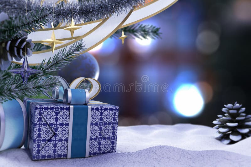 Happy New Year and Merry Christmas decorative composition. Happy New Year and Merry Christmas decorative composition