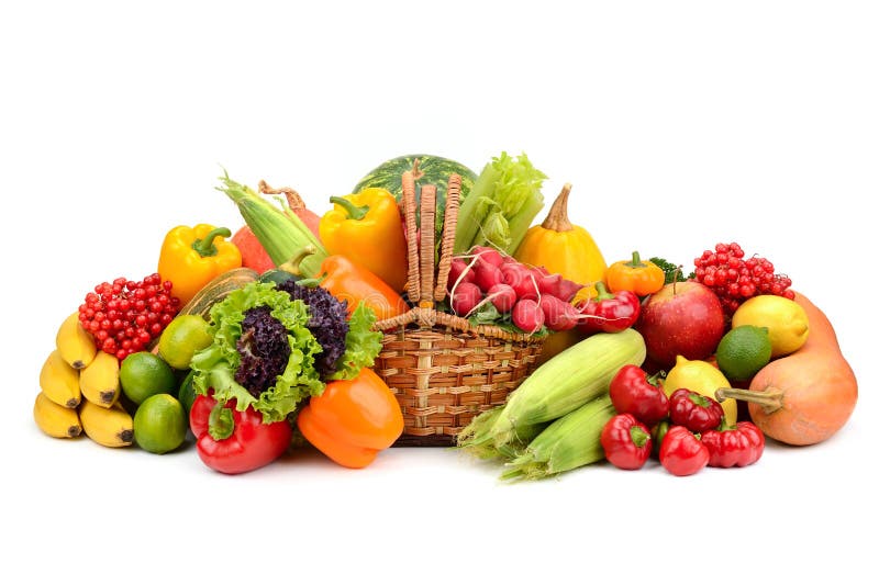 Состав фруктов и овощей в корзине