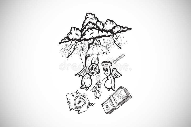 Составное изображение хороших финансов против плохого doodle финансов иллюстрация вектора Составное изображение хороших финансов против плохого doodle финансов иллюстрация вектора
