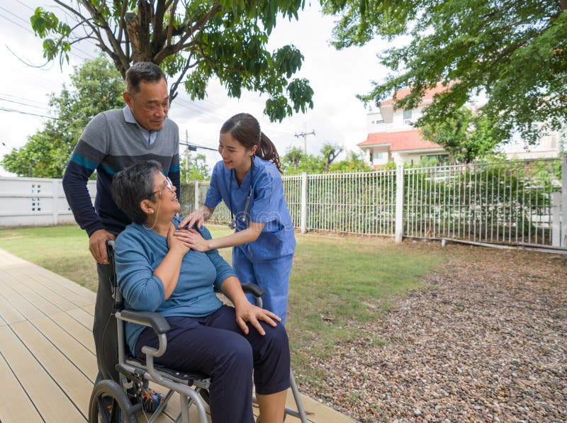 A compassionate nurse aiding a senior woman, navigating her way in a wheelchair, their shared journey echoing empathy and care, creating a blend of emotion. A compassionate nurse aiding a senior woman, navigating her way in a wheelchair, their shared journey echoing empathy and care, creating a blend of emotion.