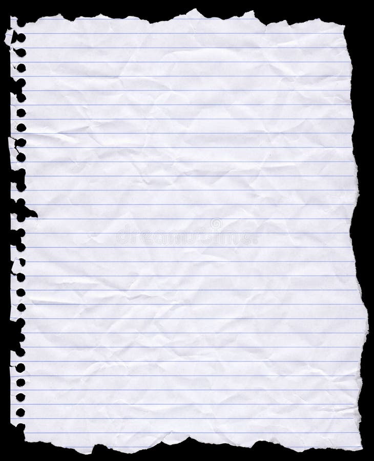 A piece of torn lined writing paper from a wire bound notebook. A piece of torn lined writing paper from a wire bound notebook.