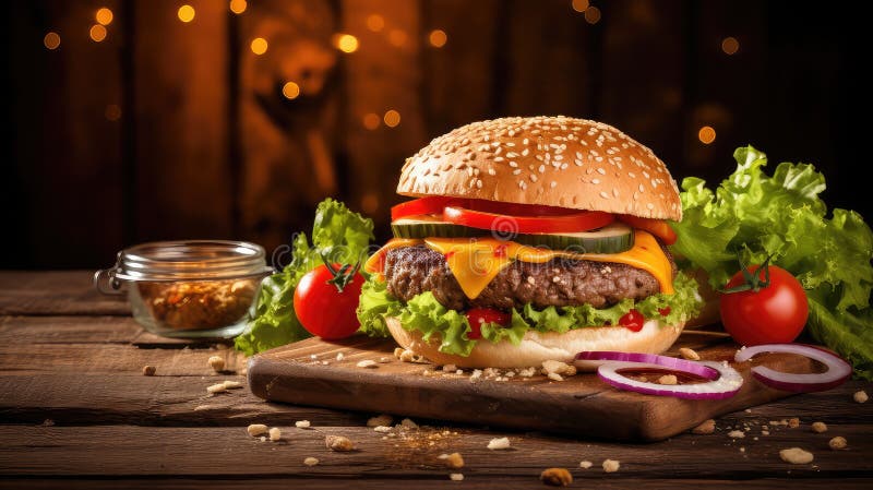 сочная вкусная бургерная еда бесплатная иллюстрация