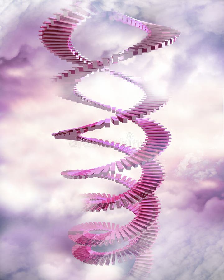 Conceptual image of Spiral stairway in the clouds, spiritual, career move. Conceptual image of Spiral stairway in the clouds, spiritual, career move