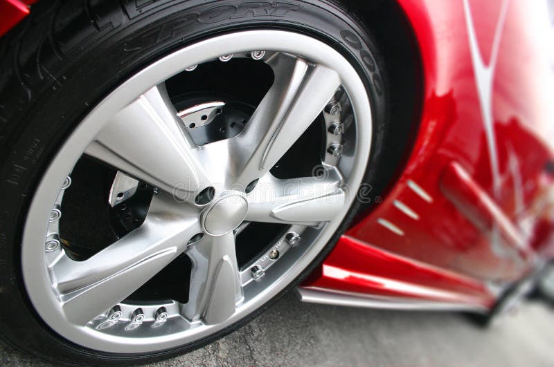 Red Sport Car Silver Wheel. Red Sport Car Silver Wheel