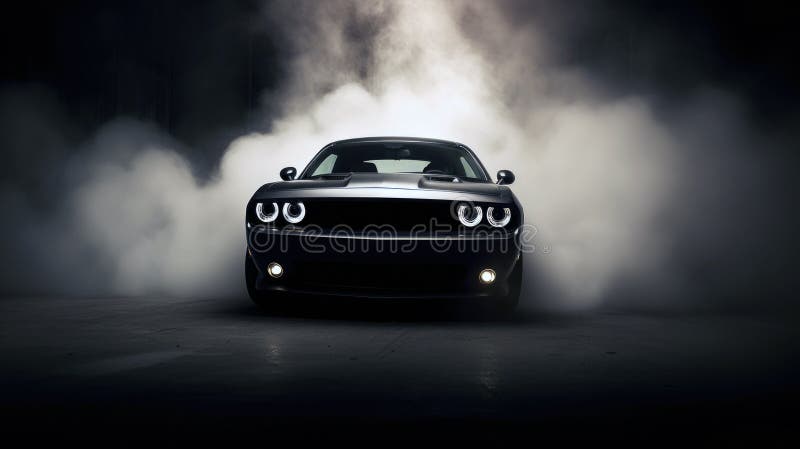 спортивный автомобиль, выходящий из дыма. бесплатная иллюстрация