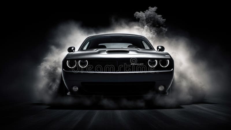спортивный автомобиль, выходящий из дыма. иллюстрация вектора