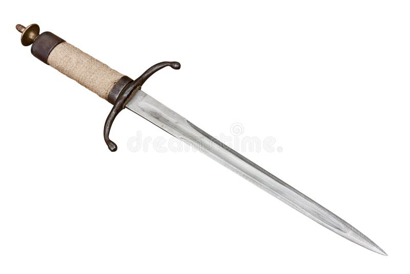 Medieval dagger, antique hand weapon - isolated with clipping path. Medieval dagger, antique hand weapon - isolated with clipping path