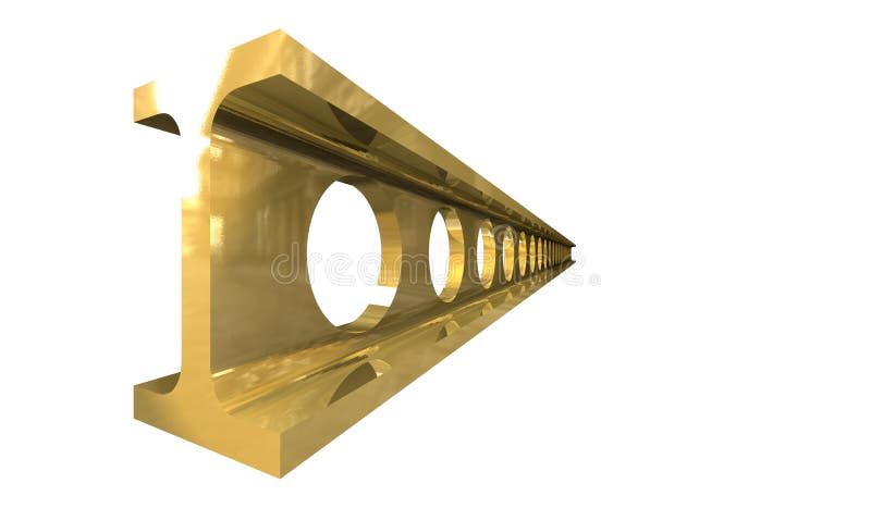 Gold steel girder isolated on white background - 3d made. Gold steel girder isolated on white background - 3d made