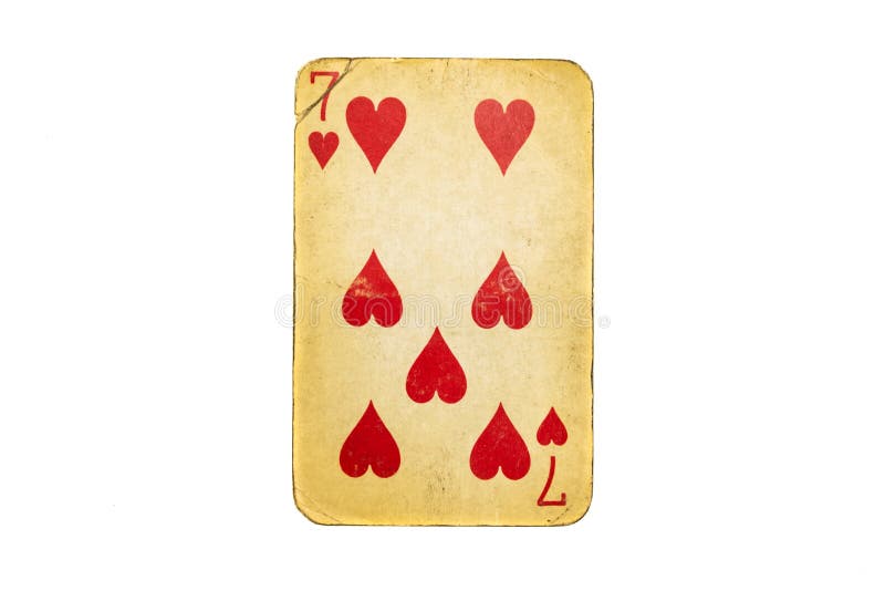 старая грязная покерная карточка, изолированная на белом