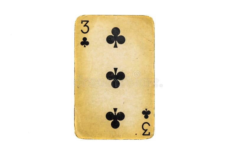 старая грязная покерная карточка, изолированная на белом