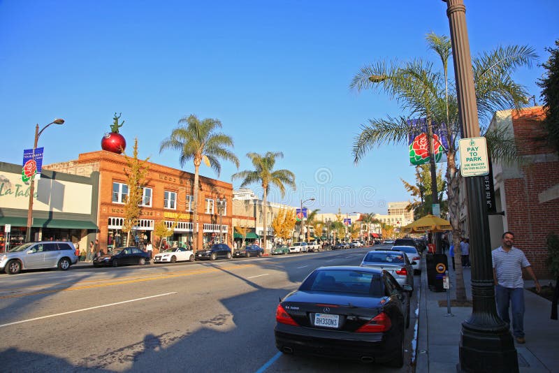 Historic Colorado Boulevard at Pasadena Avenue in Old Pasadena, Greater Los Angeles area, California, USA. Historic Colorado Boulevard at Pasadena Avenue in Old Pasadena, Greater Los Angeles area, California, USA.