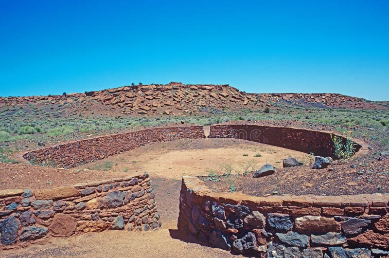 Ancient native American ball court and bright blue sky at Wupatki National Monument, Arizona. Ancient native American ball court and bright blue sky at Wupatki National Monument, Arizona