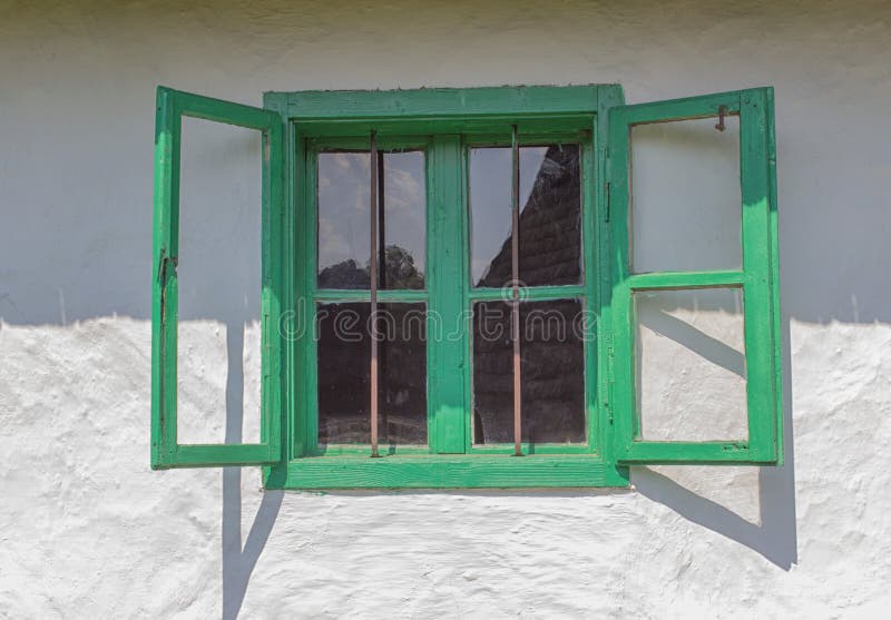 Old green window abstract frame . Old green window abstract frame .