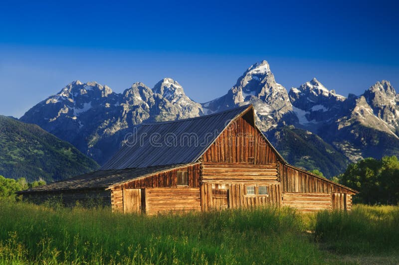 The Moulton Barn and the Teton Mountain Range in Grand Teton National Park, Wyoming. The Moulton Barn and the Teton Mountain Range in Grand Teton National Park, Wyoming.