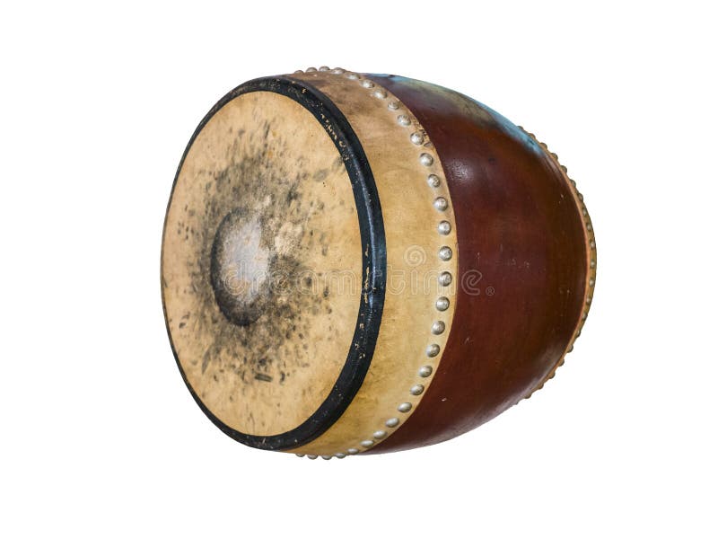 Старый барабанчик стиля Таиланда изолированный на белой предпосылке ...