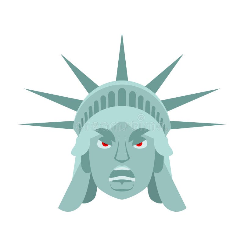 Статуя свободы сердитое Emoji Сторона Aggressiv статуи ориентир ориентира США иллюстрация штока