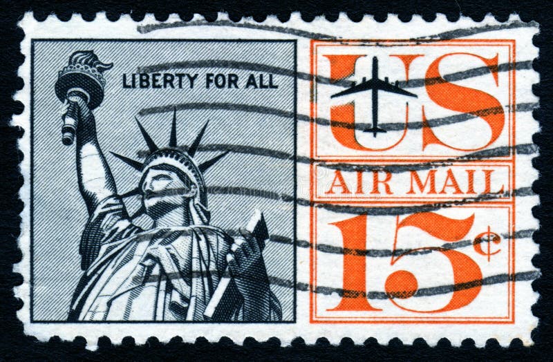 Vintage Statue of Liberty USA 13c Airmail stamp. Vintage Statue of Liberty USA 13c Airmail stamp