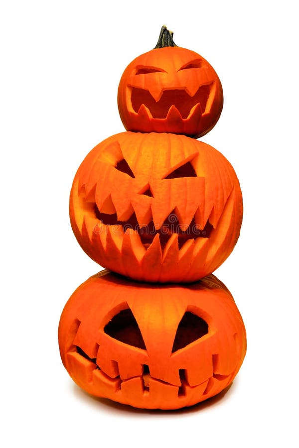 Стек Halloween Jack o Lanterns изолирован на белый стоковые фотографии rf Стек Halloween Jack o Lanterns изолирован на белый стоковые фотографии rf
