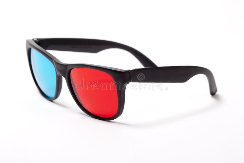 Stereo 3D glasses on white. Red cyan anaglyph. Stereo 3D glasses on white. Red cyan anaglyph