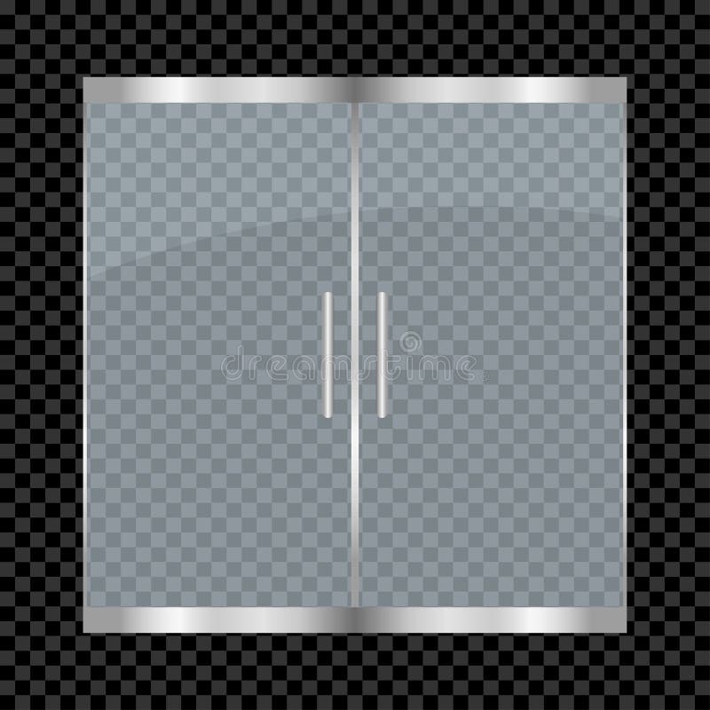 Glass door isolated on transparent background. Entry double doors for mall, office, shop, store, boutique. Vector illustration. Glass door isolated on transparent background. Entry double doors for mall, office, shop, store, boutique. Vector illustration.