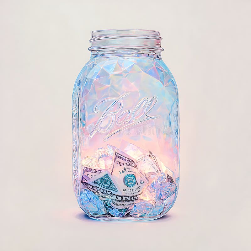 Стеклянный Jar с концепцией сбережений на случай искажений иллюстрация штока