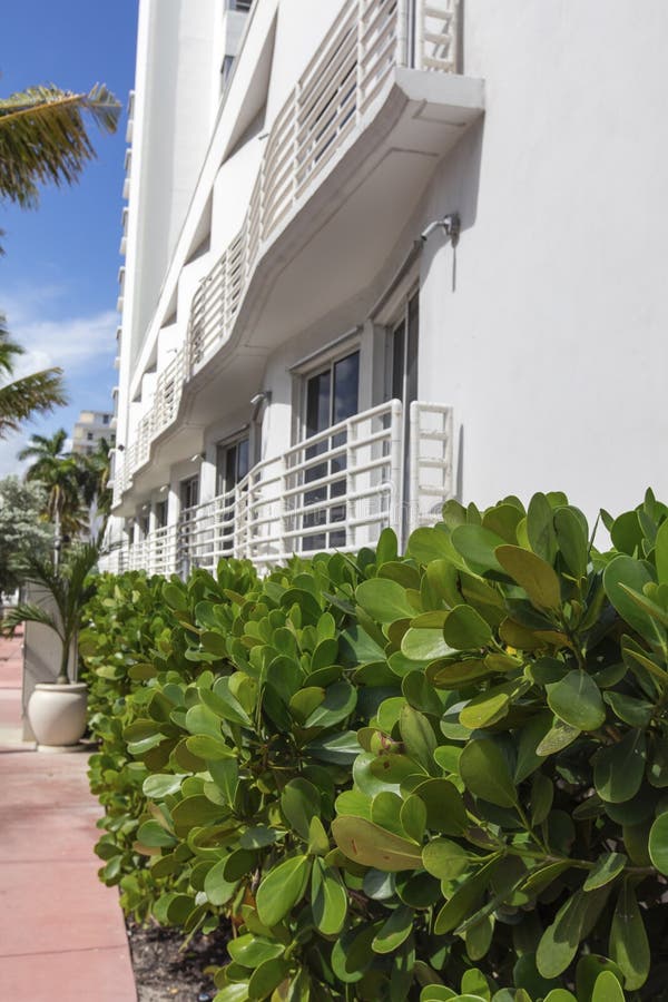 Стена белого здания классического стиля в Miami Beach стоковая фотография rf Стена белого здания классического стиля в Miami Beach стоковая фотография rf