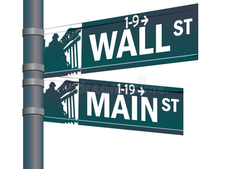 Realistic Wall street main street intersection illustration. Realistic Wall street main street intersection illustration