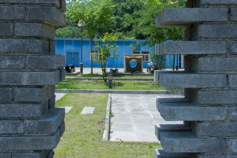 Unfinished brick wall on construction site. Unfinished brick wall on construction site