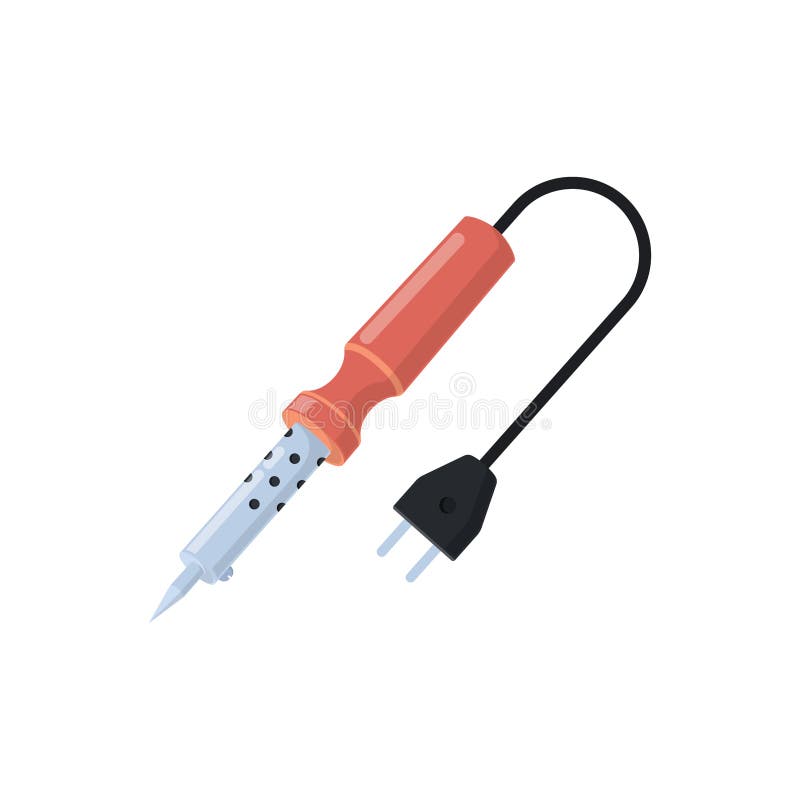 Soldering iron tool with wooden handle and plastic plug. Electronic repair equipment. Soldering iron tool with wooden handle and plastic plug. Electronic repair equipment