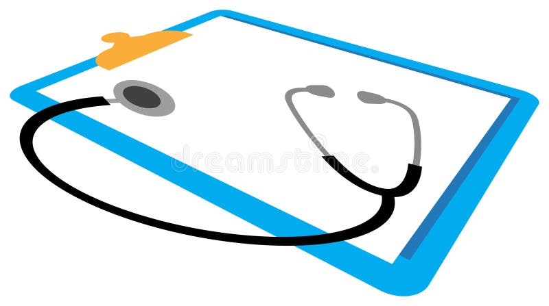 Stethoscope and report pad line art work. Stethoscope and report pad line art work