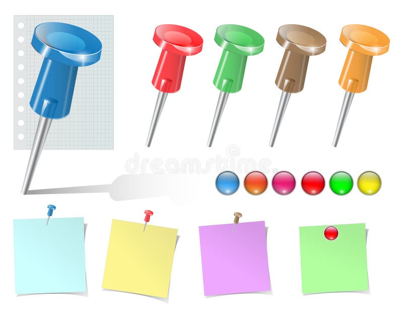 Push pins and stickers vector collection. Push pins and stickers vector collection.