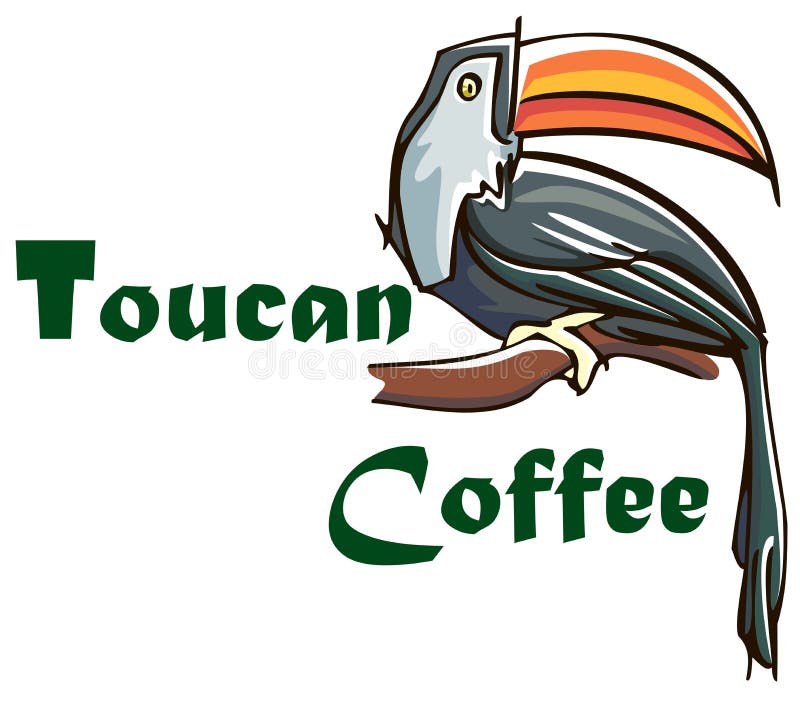 Стиль Toucan плоский изолированный на птице белого backgroun красочной leaved в южном Americad бесплатная иллюстрация