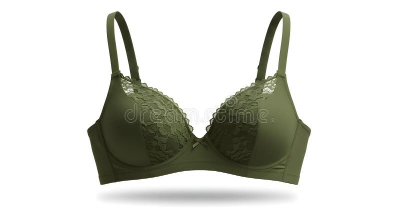 Стильный оливковый зеленый кружев Bra на белом фоне создать ИИ стоковое фото rf