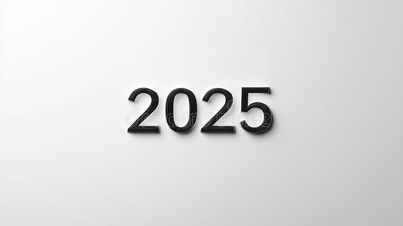 Стильный черный 2025 Номера на белом фоне Новые годы бесплатная иллюстрация