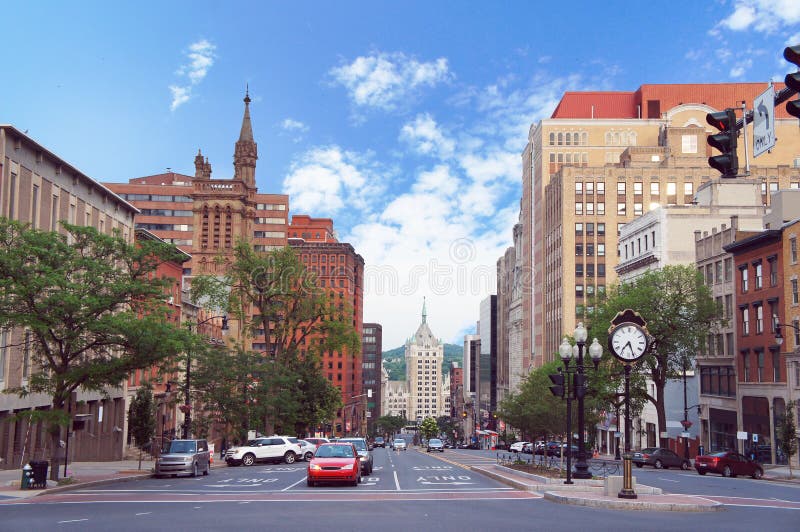 Столица Albany, штат Нью-Йорк, взгляд улицы стоковые изображения