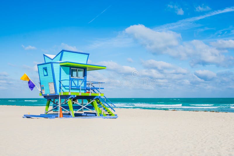 View of Miami Beach Lifeguard Stand in the Florida sunshine. View of Miami Beach Lifeguard Stand in the Florida sunshine