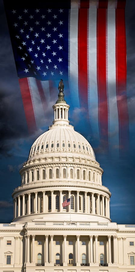 Столица США и флаг стоковое изображение Столица США и флаг стоковое изображение