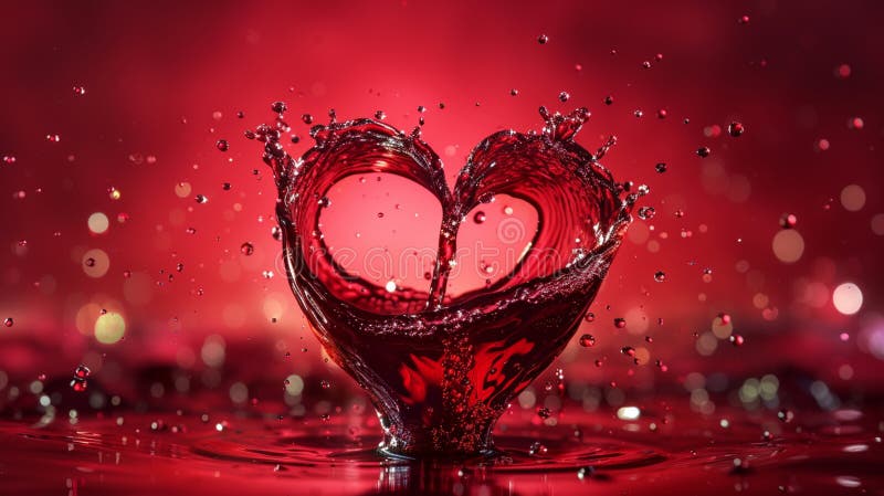 страсть : сердце из красного вина уникальные valentines день пожелания на интенсивном красном фоне. энологическая элегантность