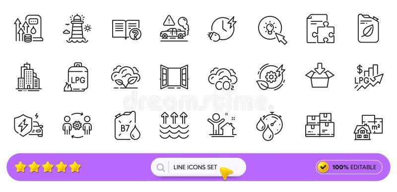 стратегия нового дома и значки строки канистры дизельного топлива для веб-приложения. пиктограмма. значки строк. вектор иллюстрация штока