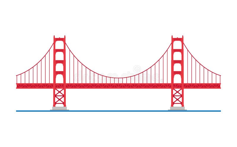 Golden Gate Bridge, San Francisco, USA. Isolated on white background vector illustration. Golden Gate Bridge, San Francisco, USA. Isolated on white background vector illustration.