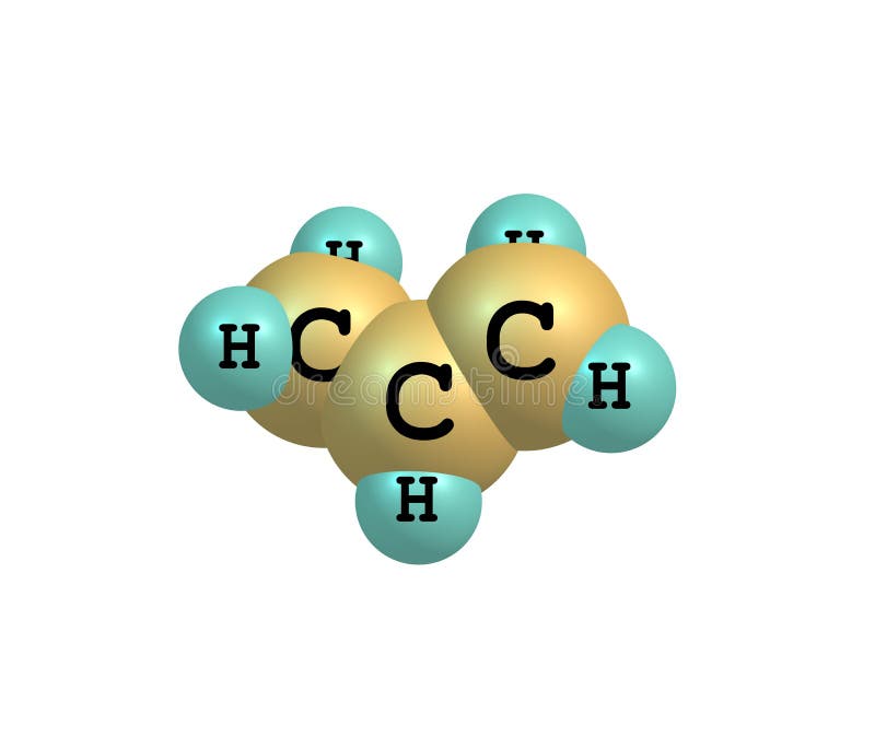 Структура пропена (пропилена) молекулярная на белой предпосылке ...