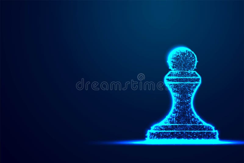 Структура рамки полигона wireframe пешки шахмат голубая, дизайн концепции стратегии бизнеса Поли конспекта низкое, треугольник, т иллюстрация штока