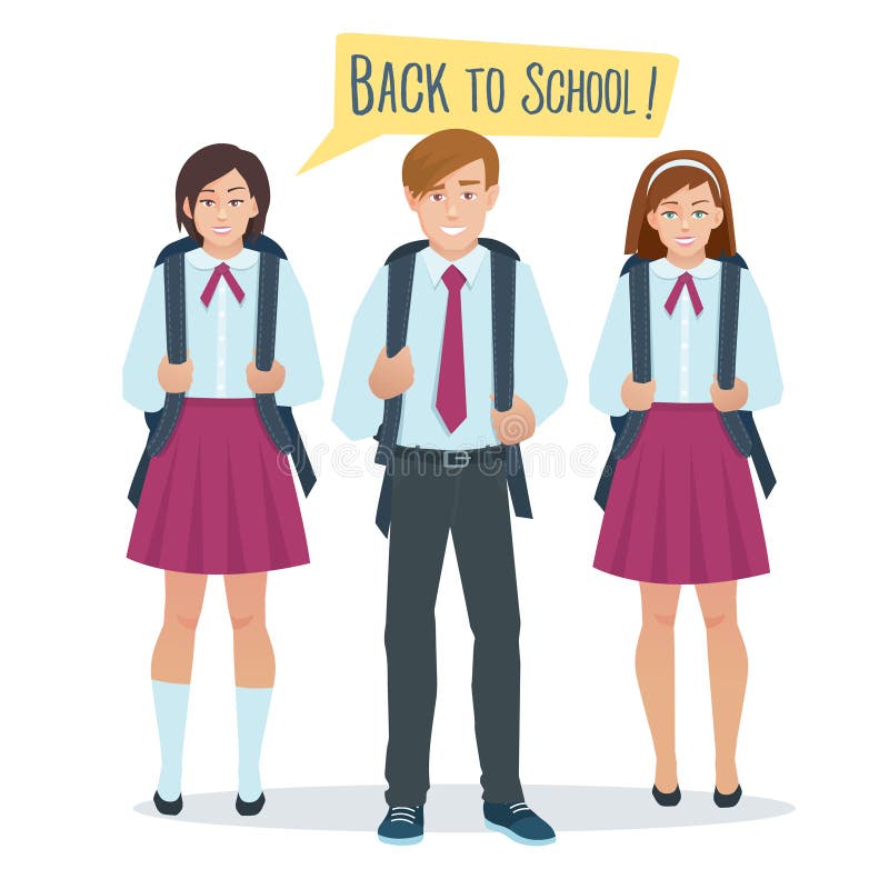 Studenten Schulmaedchen Cartoon Doppelter