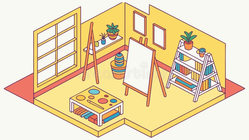 Студия творческого искусства с графикой и поставками векторного дизайна Generative AI иллюстрация вектора