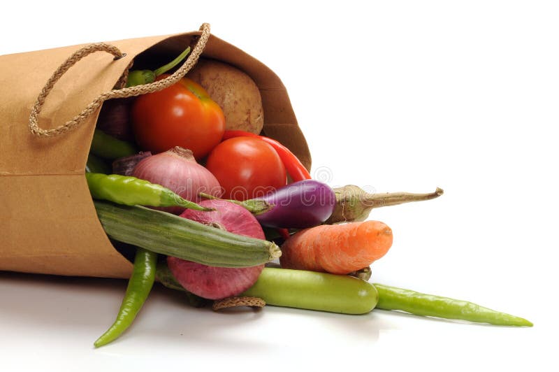 Fresh vegetables on shopping bag. Fresh vegetables on shopping bag