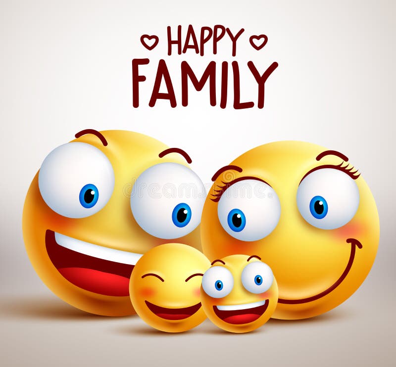 Счастливые характеры вектора стороны smiley семьи с отцом, матерью и детьми бесплатная иллюстрация